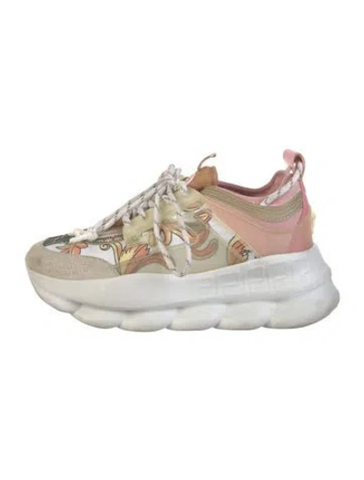Pre-owned Versace Printed Chunky Sneakers In White