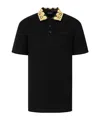 Versace Embroidered Cotton Polo Shirt In Black