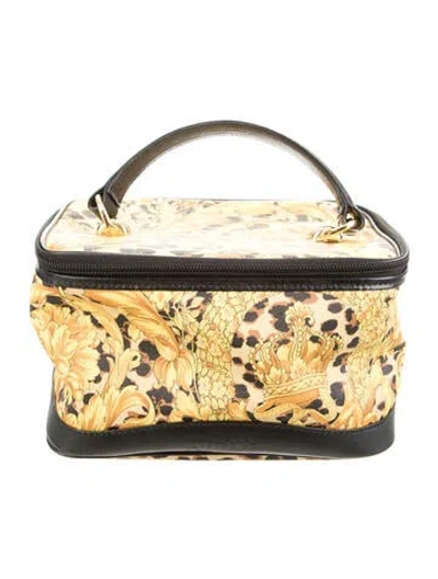 Pre-owned Versace Printed Cosmetic Bag In Yellow