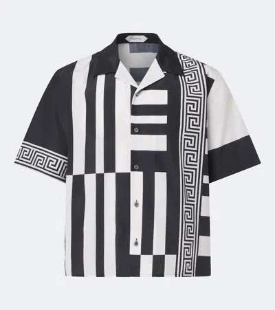 Versace Printed Cotton And Silk Bowling Shirt In Multi
