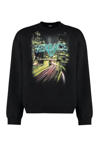 VERSACE VERSACE PRINTED COTTON CREW-NECK SWEATSHIRT