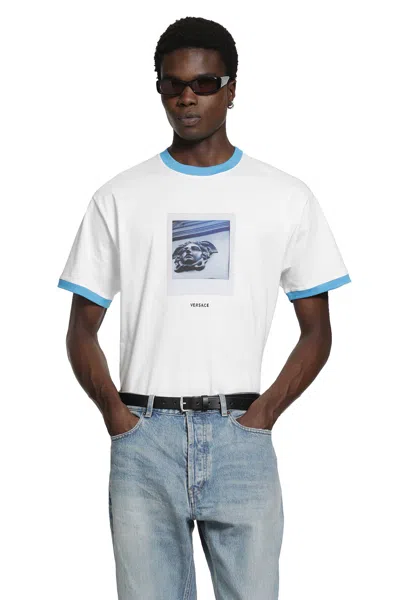 Versace Regular-fit Cotton Jersey T-shirt With Print In White