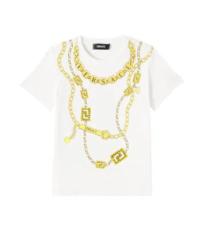Versace Kids' Printed Cotton Jersey T-shirt In White