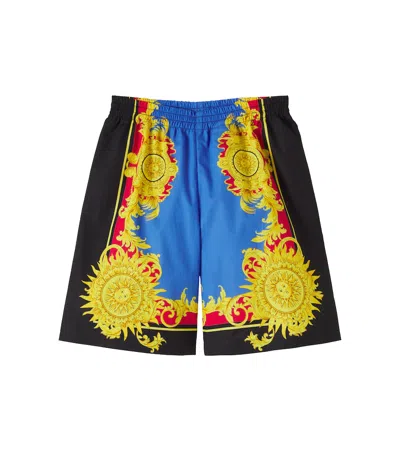 Versace Printed Cotton Poplin Shorts In Multi