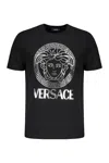 Versace Printed Cotton T-shirt In Black