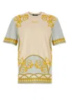 Versace Barocco-print Cotton T-shirt In Concretemidbonegold