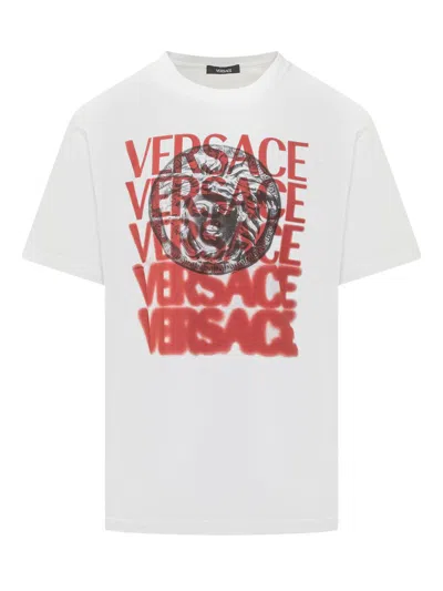 Versace Printed Cotton T-shirt In White