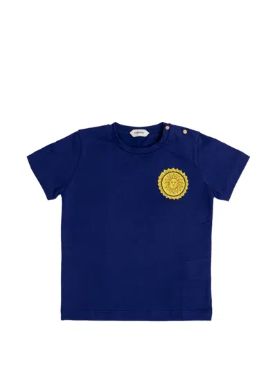 Versace Babies' Printed Cotton T-shirt In Blue