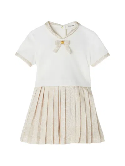 Versace Babies' Printed Cotton-jersey & Twill Dress In Neutral