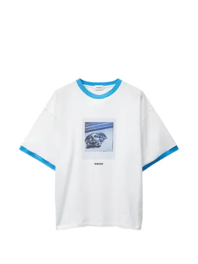 Versace Printed Cotton-jersey Regular T-shirt In White