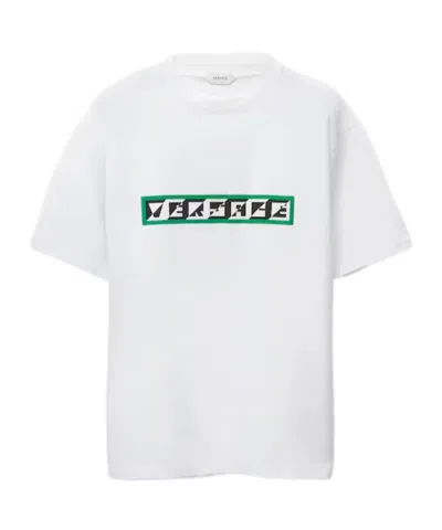 Versace Printed Cotton-jersey Regular T-shirt In White