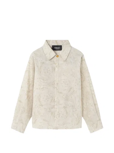 Versace Printed Cotton-poplin Shirt In Neutral