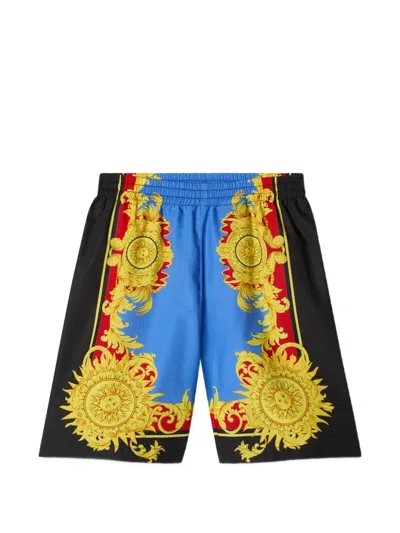 Versace Kids' Printed Cotton-poplin Shorts In Multi