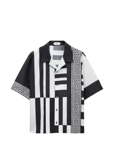 Versace Printed Cotton And Silk Bowling Shirt In Multi