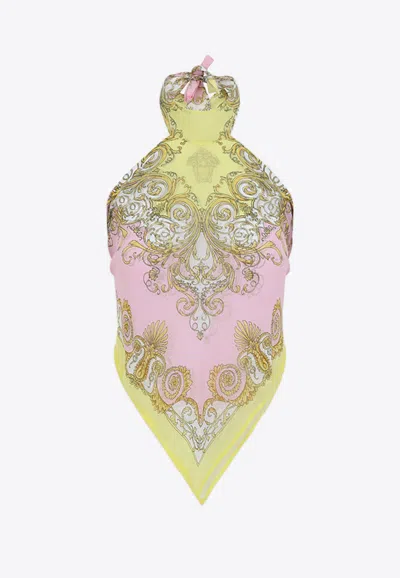 Versace Printed Cover-up Foulard Top In Multi