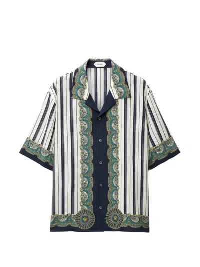 Versace Printed Crêpe De Chine Silk Shirt In White
