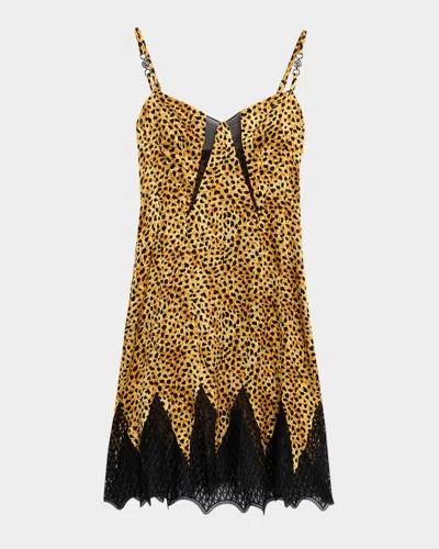 Versace Printed Crepe Satin Mini Slip Dress In Brown