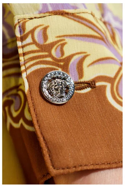 Versace Printed Crepe Shirt In Orange