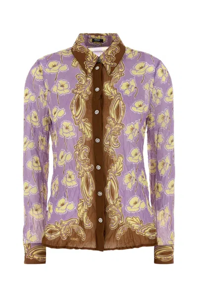Versace Women's Crepe Shirt In Dustylavandertobacco