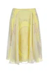Versace Cameo Silk Flowy Skirt In Gold