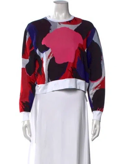 Pre-owned Versace Printed Crew Neck Crop Top In Red