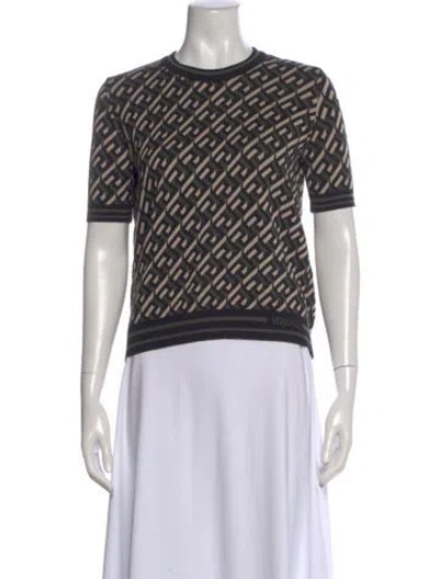 Pre-owned Versace Printed Crew Neck Sweater In Green