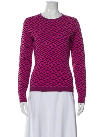 Pre-owned Versace Printed Crew Neck Sweater In Multi