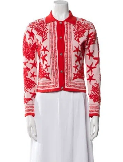 Pre-owned Versace Printed Crew Neck Sweater In Red