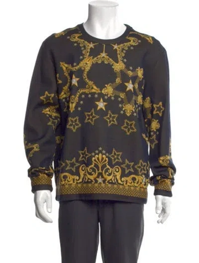 Pre-owned Versace Printed Crew Neck Sweatshirt In Black