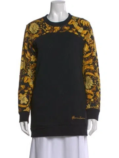 Pre-owned Versace Printed Crew Neck Sweatshirt In Black