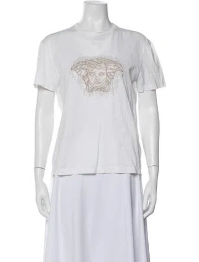 Pre-owned Versace Printed Crew Neck Sweatshirt In White