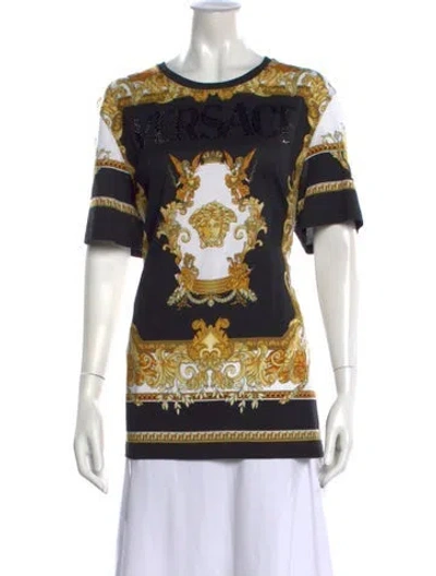 Pre-owned Versace Printed Crew Neck T-shirt In Black