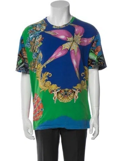 Pre-owned Versace Printed Crew Neck T-shirt In Multi