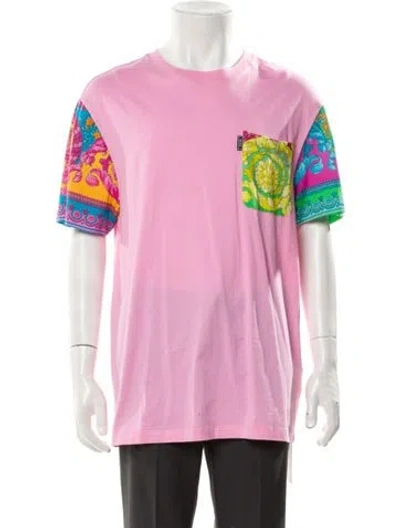 Pre-owned Versace Printed Crew Neck T-shirt In Pink