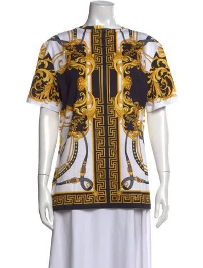 Pre-owned Versace Printed Crew Neck T-shirt W/ Tags In White