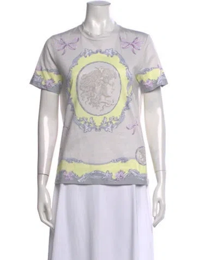 Pre-owned Versace Printed Crew Neck T-shirt In White
