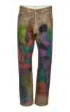 Versace Printed Denim Straight-leg Pants In Multi