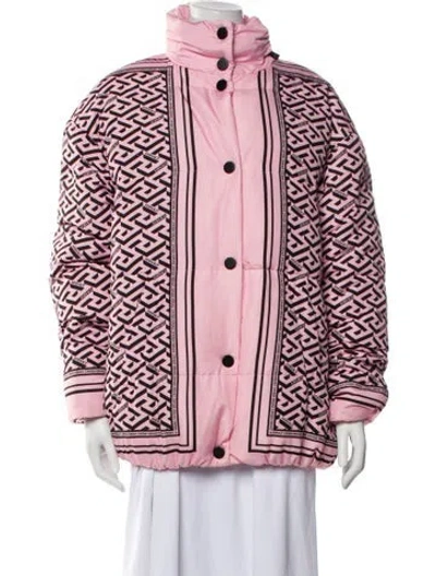 Pre-owned Versace Printed Down Jacket In Pink
