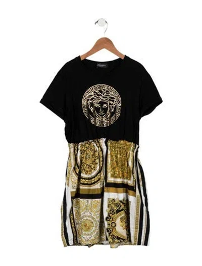 Pre-owned Versace Kids' Printed Dress In Black