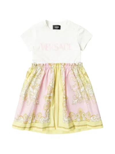 Versace Kids' Printed Dress In White