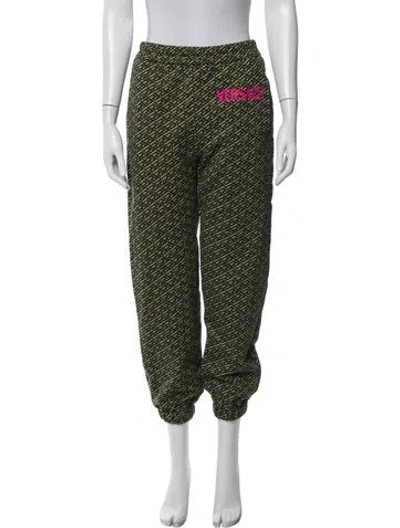 Pre-owned Versace Printed Embroidered Accent Sweatpants In Green