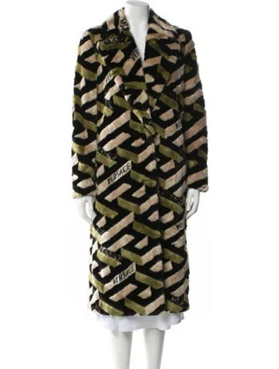 Pre-owned Versace Printed Faux Fur Jacket In Multi