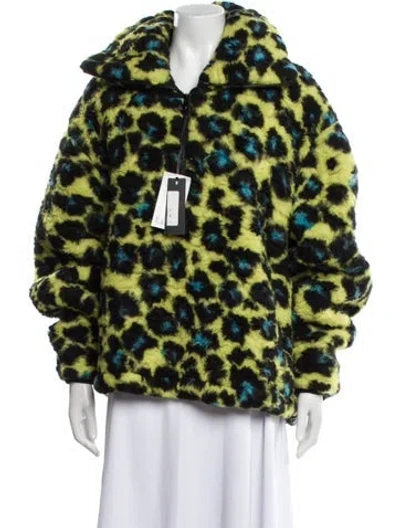 Pre-owned Versace Printed Faux Fur Jacket In Yellow