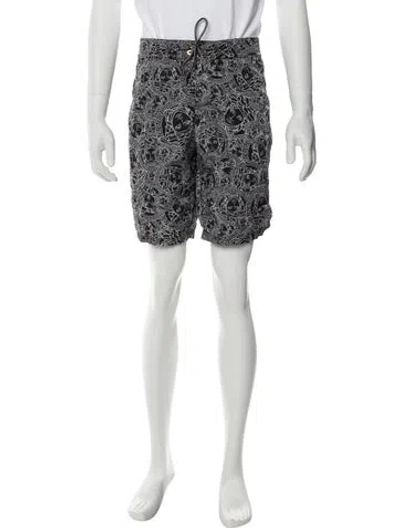 Pre-owned Versace Printed Flat Front Shorts In Black