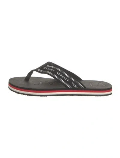 Pre-owned Versace Printed Flip Flops In Black