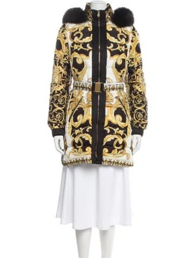 Pre-owned Versace Printed Fur Coat In Multi