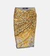 Versace Grey Cheetah Print Midi Skirt In Multi