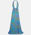 Versace Printed Halterneck Gown