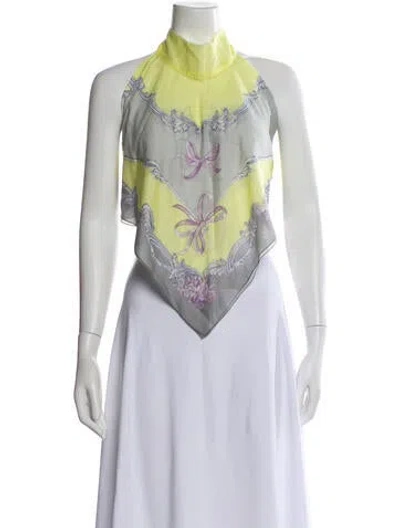 Pre-owned Versace Printed Halterneck Top In Multi