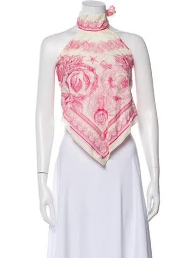 Pre-owned Versace Printed Halterneck Top In Pink